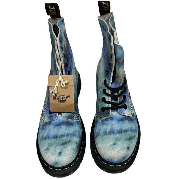 Dr. Martens NIB Pascal Blue Summer Tie Dye Lace Up Boots Women's US 7 EU 38 - Picture 11 of 14